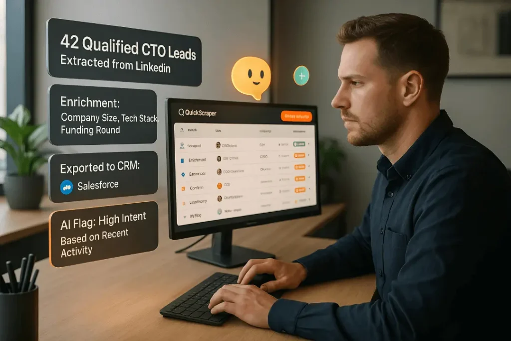 Automate your B2B lead extraction with iQud's QuickScrapper Tool.